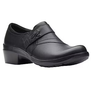 Clarks Women's Black Loafers with Strap Detail